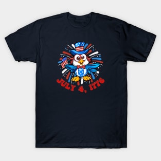 Patriotic Fireworks and Baby Bird on July 4, 1776 T-Shirt